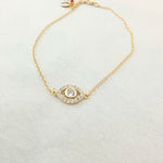 画像をギャラリービューアに読み込む, SHASHI NEWYORK シャシ ニューヨーク イエローゴールド ハンドメイド ブレスレット YELLOW-GOLD × EYE-MOTIF RHINESTONE HANDMADE BRACELET WOMENS