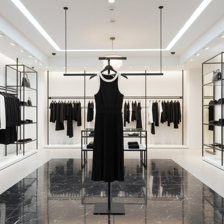 【WOMEN】KARL LAGERFELD バイカラープリーツOP