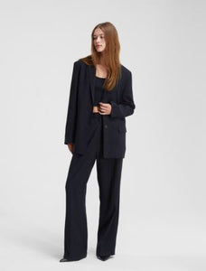 CK カルバンクライン ブラック リラックス ソフトツイル タック トラウザーパンツ CALVIN KLEIN BLACK RELAXED PLEATED TROUSER WOMENS