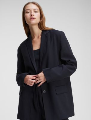 CK カルバンクライン ブラック リラックスフィット ソフトツイル テイラードジャケット CALVIN KLEIN BLACK RELAXED FIT TAILORED JACKET WOMENS