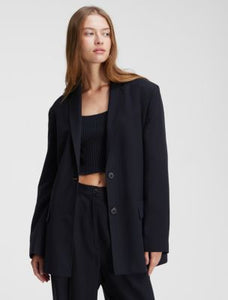 CK カルバンクライン ブラック リラックスフィット ソフトツイル テイラードジャケット CALVIN KLEIN BLACK RELAXED FIT TAILORED JACKET WOMENS