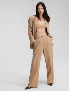 CK カルバンクライン カーキベージュ リラックス ソフトツイル タック トラウザーパンツ CALVIN KLEIN KHAKI BEIGE RELAXED PLEATED TROUSER WOMENS