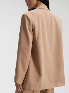 CK カルバンクライン カーキベージュ リラックスフィット ソフトツイル テイラードジャケット CALVIN KLEIN KHAKI BEIGE RELAXED FIT TAILORED JACKET WOMENS