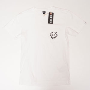 DEUS EX MACHINA デウスエクスマキナ ホワイト サークルロゴ プリント ポケットTシャツ WHITE POCKET CIRCLE LOGO TEE