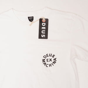 DEUS EX MACHINA デウスエクスマキナ ホワイト サークルロゴ プリント ポケットTシャツ WHITE POCKET CIRCLE LOGO TEE