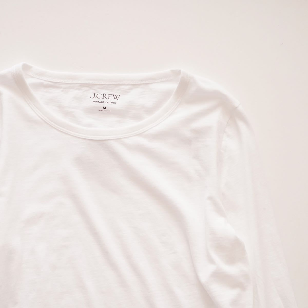 ジェイクルー ホワイト ビンテージコットン ロングスリーブTシャツ J.CREW WHITE LONG SLEEVE TEE VINTAGE COTTON T-SHIRTS WOMENS