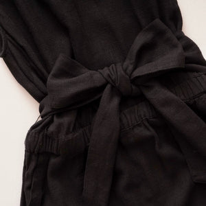 スプレンディッド  ブラック Vネック リネン混ドレス ワンピース SPLENDID BLACK V-NECK LINEN DRESS WOMENS