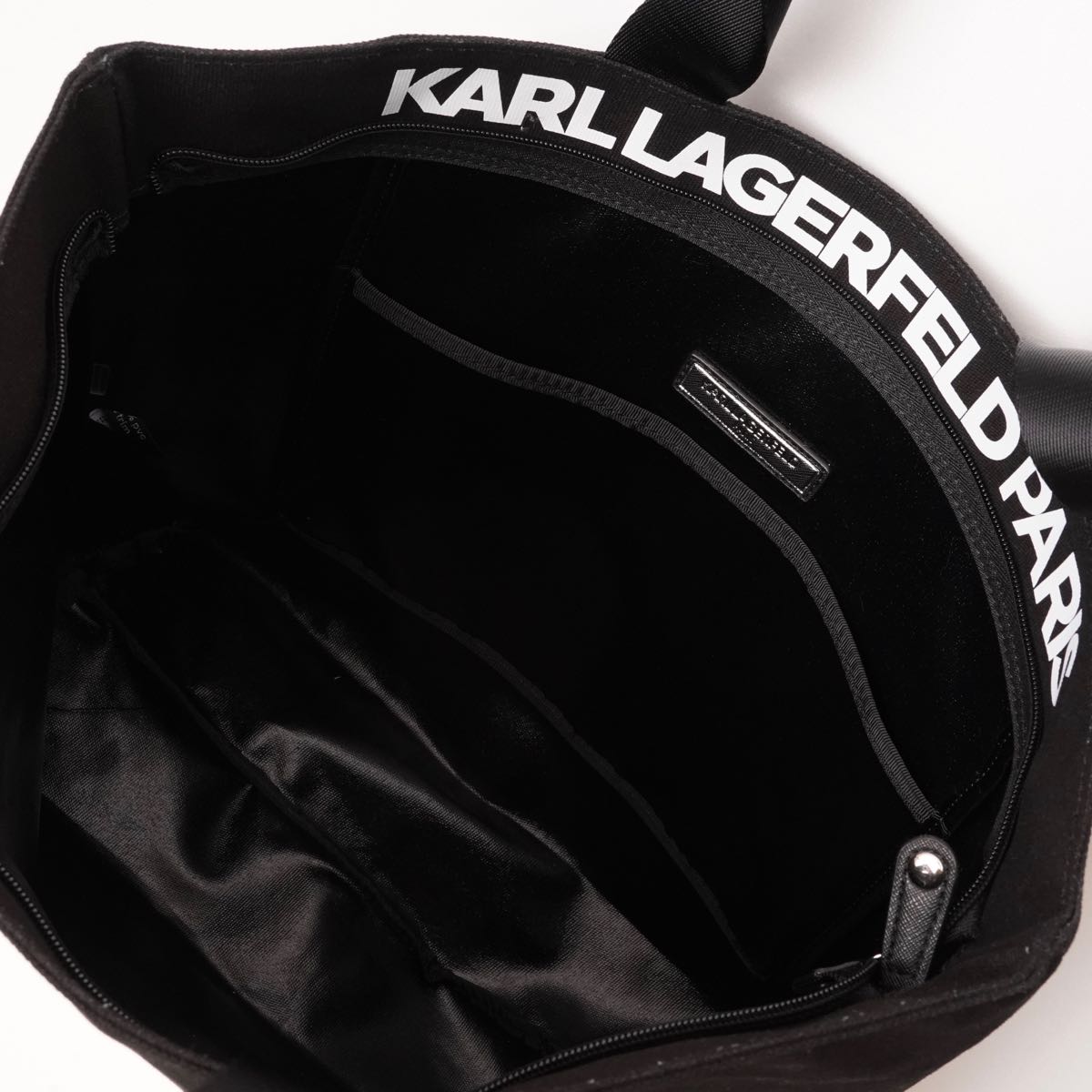 KARL LAGERFELD PARIS カールラガーフェルド ブラック キャンバストートバッグ BLACK CANVAS TOTE-BAG