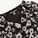 画像をギャラリービューアに読み込む, KARL LAGERFELD PARIS カールラガーフェルド ブラック 花柄 Vネックシフォンワンピース ドレス BLACK FLOWER V-NECK CHIFFON DRESS WOMEN

