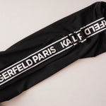 画像をギャラリービューアに読み込む, KARL LAGERFELD PARIS カールラガーフェルド ブラック ロゴテープ スリーブ ワンピース ドレス BLACK LOGO-TAPE SLEEVE DRESS WOMEN

