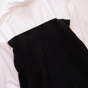 KARL LAGERFELD PARIS カールラガーフェルド ホワイト/ブラック バックプリーツ ポプリンシャツワンピース ドレス WHITE/BLACK BACK-PLEATS SHIRT DRESS WOMEN