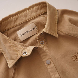 CK カルバンクライン カーキ 長袖 ショート丈 ラグラン 3Bシャツ ポロカットソー CALVIN KLEIN KHAKI LONG-SLEEVE SHORT POLO WOMENS