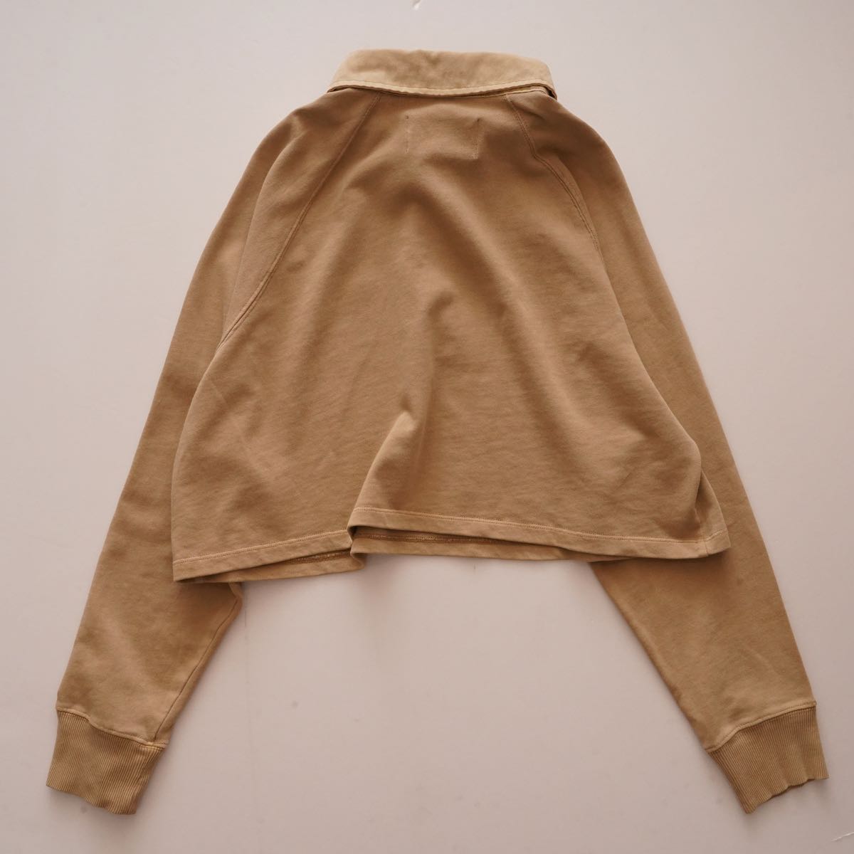 CK カルバンクライン カーキ 長袖 ショート丈 ラグラン 3Bシャツ ポロカットソー CALVIN KLEIN KHAKI LONG-SLEEVE SHORT POLO WOMENS