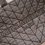 画像をギャラリービューアに読み込む, KARL LAGERFELD PARIS カールラガーフェルド グレー キルティング  トートバッグ BLACK GRAY QUILTING TOTE-BAG
