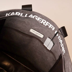 KARL LAGERFELD PARIS カールラガーフェルド チャコールグレー キャンバストートバッグ C.GRAY CANVAS TOTE-BAG