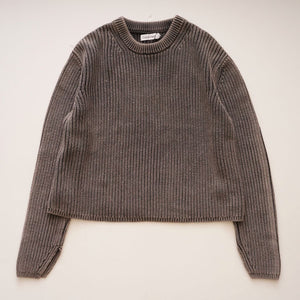 CK カルバンクライン グレー ピグメント加工 コットンニット クルーネック セーター  CALVIN KLEIN GRAY CREW-NECK COTTON KNIT SWEATER WOMENS