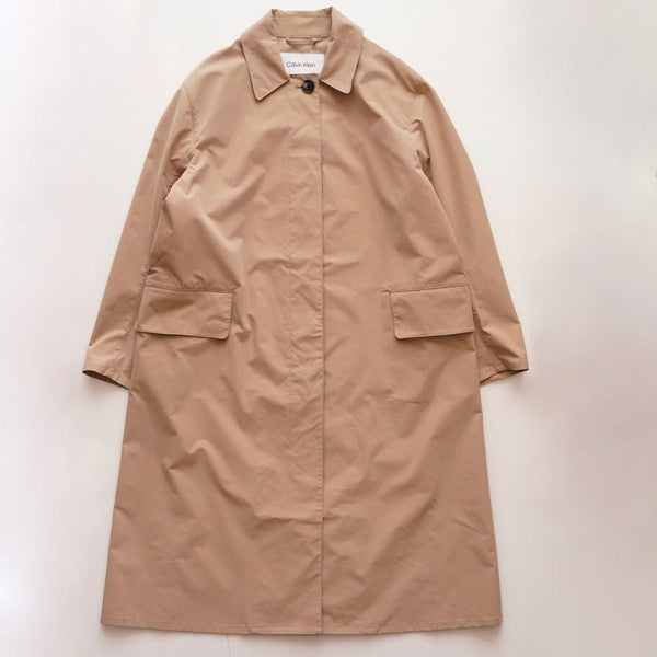 CK カルバンクライン ベージュ カーキ ルーズフィット ロングステンカラーコート CALVIN KLEIN BEIGE KHAKI  RELAX-FIT COAT WOMENS