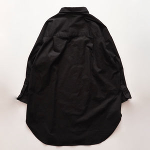 アドラーブル ブラック コットンギャバジン ロングシャツ シャツワンピース ロングコットンシャツジャケットADOLUVLE ORIGINAL BLACK COTTON SHIRT-DRESS LONG SLEEVE DRESS