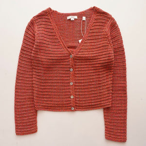 ヴィンス マールド クロシェ編み クロップド Vネック カーディガン VINCE MARLED CROCHET V-NECK CARDIGAN WOMEN