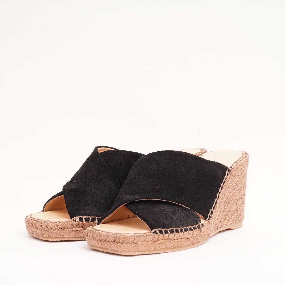 スプレンディッド ブラック スウェード ヒール エスパドリーユ サンダル SPLENDID BLACK SUEDE HEEL ESPADRILLES SANDALS WOMENS