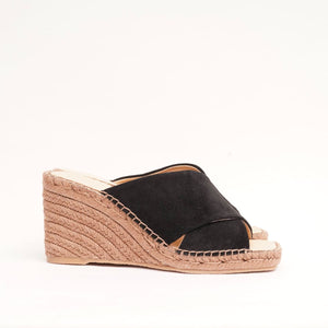 スプレンディッド ブラック スウェード ヒール エスパドリーユ サンダル SPLENDID BLACK SUEDE HEEL ESPADRILLES SANDALS WOMENS