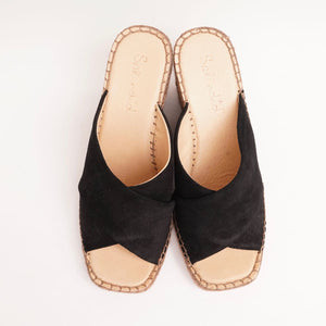 スプレンディッド ブラック スウェード ヒール エスパドリーユ サンダル SPLENDID BLACK SUEDE HEEL ESPADRILLES SANDALS WOMENS