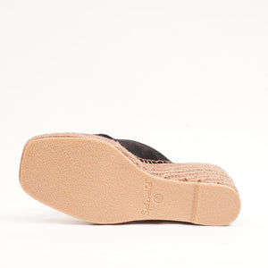 スプレンディッド ブラック スウェード ヒール エスパドリーユ サンダル SPLENDID BLACK SUEDE HEEL ESPADRILLES SANDALS WOMENS