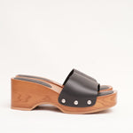 画像をギャラリービューアに読み込む, スプレンディッド ブラックレザー ウェッジサンダル SPLENDID BLACK LEATHER WEDGE SANDALS WOMENS
