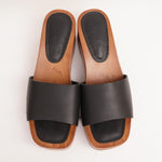 画像をギャラリービューアに読み込む, スプレンディッド ブラックレザー ウェッジサンダル SPLENDID BLACK LEATHER WEDGE SANDALS WOMENS
