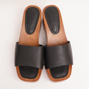 スプレンディッド ブラックレザー ウェッジサンダル SPLENDID BLACK LEATHER WEDGE SANDALS WOMENS