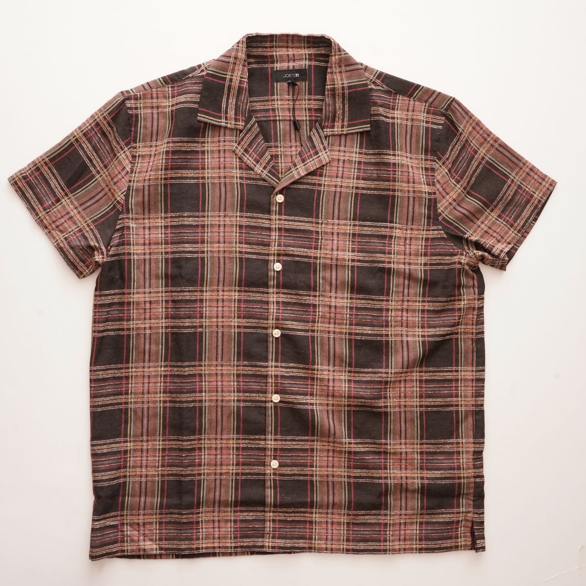 JOE'S ジョーズ ブラウンチェック 半袖開襟シャツ オープンカラーシャツ BROWN CHECK S/S OPEN COLLAR SHIRT MENS