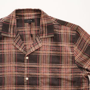 JOE'S ジョーズ ブラウンチェック 半袖開襟シャツ オープンカラーシャツ BROWN CHECK S/S OPEN COLLAR SHIRT MENS