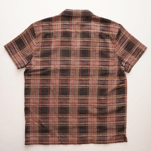 JOE'S ジョーズ ブラウンチェック 半袖開襟シャツ オープンカラーシャツ BROWN CHECK S/S OPEN COLLAR SHIRT MENS