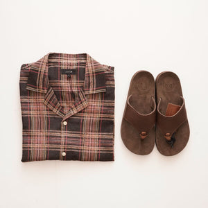 JOE'S ジョーズ ブラウンチェック 半袖開襟シャツ オープンカラーシャツ BROWN CHECK S/S OPEN COLLAR SHIRT MENS