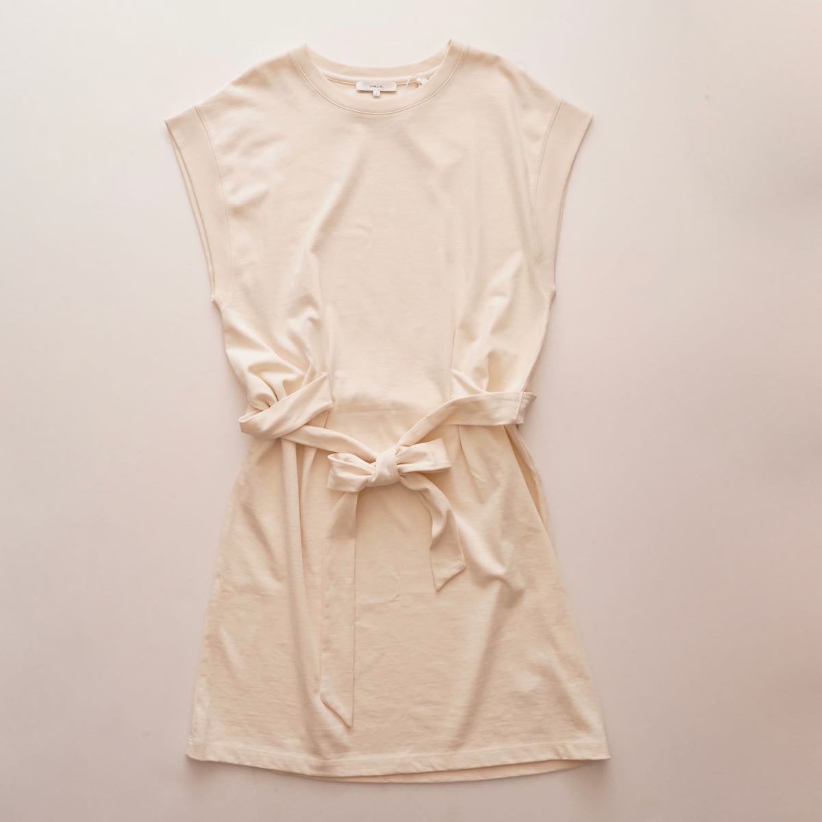 ヴィンス ビンス アイボリー タイウエスト ワンピース フレンチスリーブ ドレス VINCE IVORY TIE WAIST FRENCH SLEEVE DRESS WOMEN