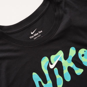 ナイキ ブラック ブルー×グリーン ロゴ プリント ドライフィット Tシャツ NIKE BLACK BLUE×GREEN LOGO PRINT DRY-FIT TEE