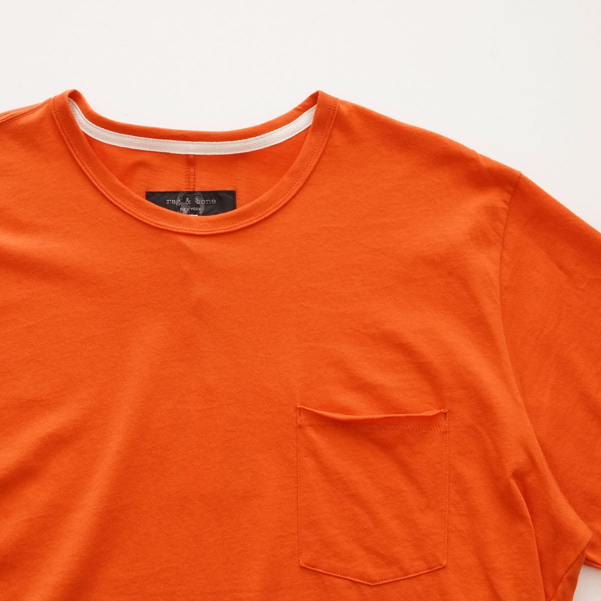 RAG&BONE CORE Tee ラグアンドボーン オレンジ クルーネック ポケット Tシャツ ORANGE COTTON CREW NECK TEE MENS