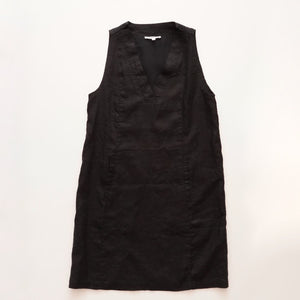 スプレンディッド  ブラック リネン Vネック ノースリーブ ワンピース ドレス  SPLENDID BLACK LINEN V-NECK SLEEVELESS DRESS WOMENS