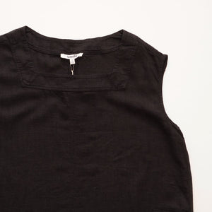 スプレンディッド  ブラック リネン スクエアネックワンピース ドレス  SPLENDID BLACK LINEN SQUARE-NECK DRESS WOMENS