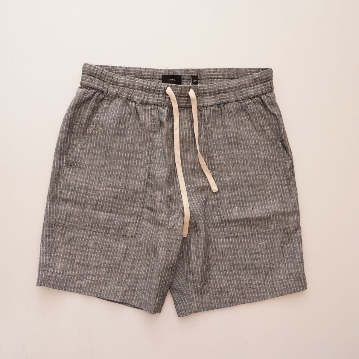 ヴィンス グレー ストライプ ヘンプ ショーツ ショートパンツ VINCE HEMP STRIPE SHORTS SHORT PANTS MEN