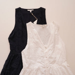 スプレンディッド  ネイビー Vネック バーディ アイレットドレス ワンピース SPLENDID NAVY V-NECK BIRDIE EYELET DRESS WOMENS