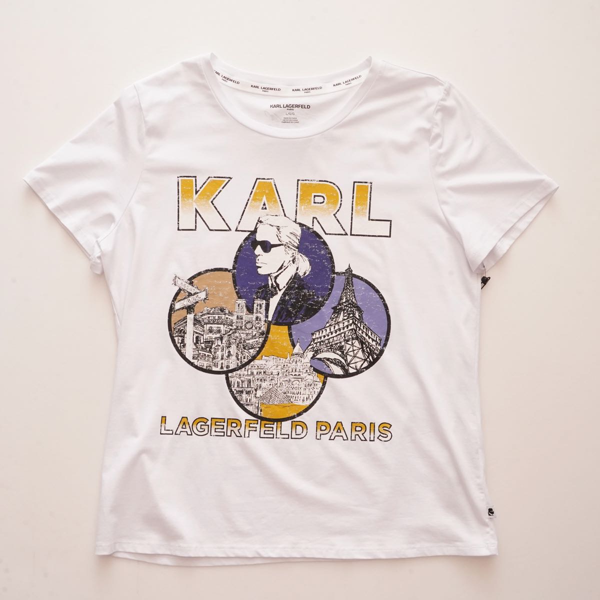 KARL LAGERFELD PARIS カールラガーフェルド パリ ホワイト プリント Tシャツ WHITE  PRINT TEE WOMEN