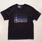 画像をギャラリービューアに読み込む, チャンピオン ネイビー 旧タグ 4連ロゴ プリントTシャツ Champion NAVY LOGO PRINT TEE MENS
