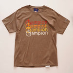 画像をギャラリービューアに読み込む, チャンピオン ブラウン 旧タグ 4連ロゴ プリントTシャツ Champion BROWN LOGO PRINT TEE MENS
