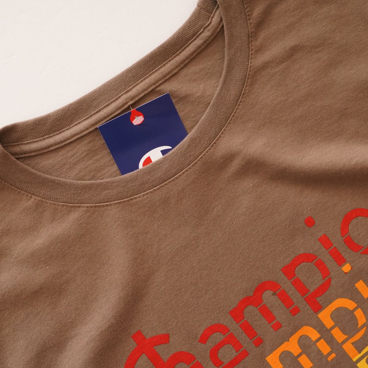 チャンピオン ブラウン 旧タグ 4連ロゴ プリントTシャツ Champion BROWN LOGO PRINT TEE MENS