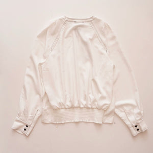 KARL LAGERFELD PARIS カールラガーフェルド ホワイト スキッパーデザイン 長袖ブラウス WHITE LONG SLEEVE BLOUSE WOMEN