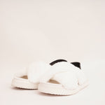 画像をギャラリービューアに読み込む, KARL LAGERFELD PARIS カールラガーフェルド ホワイト ファー ×ロゴ サンダル WHITE FUR×LOGO SANDALS WOMEN
