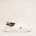 画像をギャラリービューアに読み込む, KARL LAGERFELD PARIS カールラガーフェルド ホワイト ファー ×ロゴ サンダル WHITE FUR×LOGO SANDALS WOMEN
