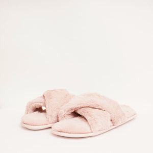 スプレンディッド ピンク もふもふファー クロススリッパ SPLENDID PINK FUR CROSS SLIPPERS WOMENS