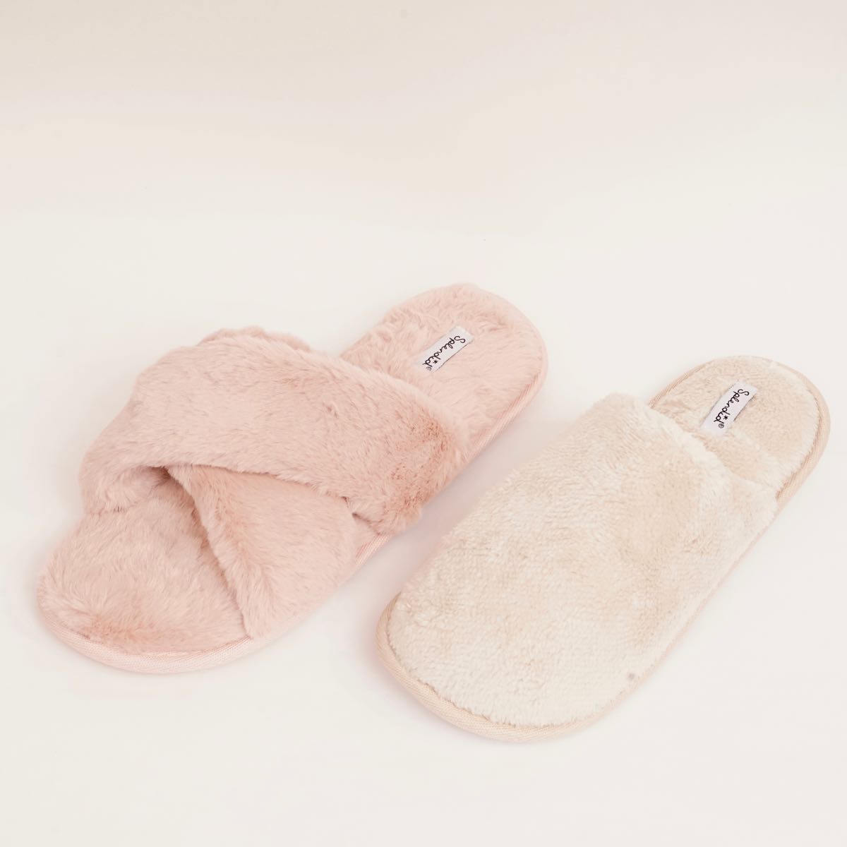 スプレンディッド アイボリー ボアファー スリッパ  SPLENDID IVORY BOA-FUR SLIPPERS WOMENS